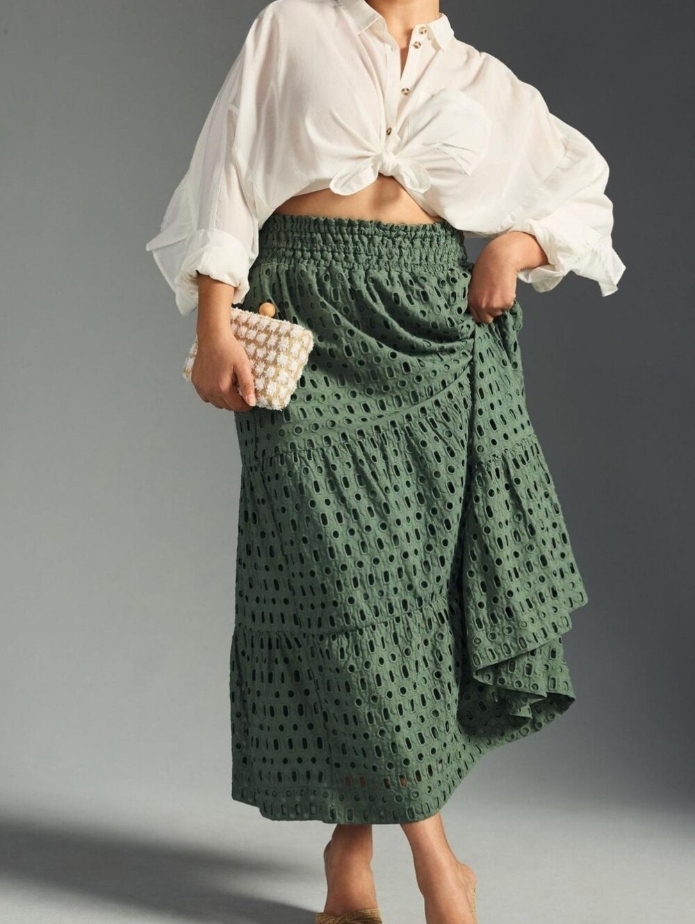 Anthropologie Somerset Maxi Skirt in moss green Size 3x